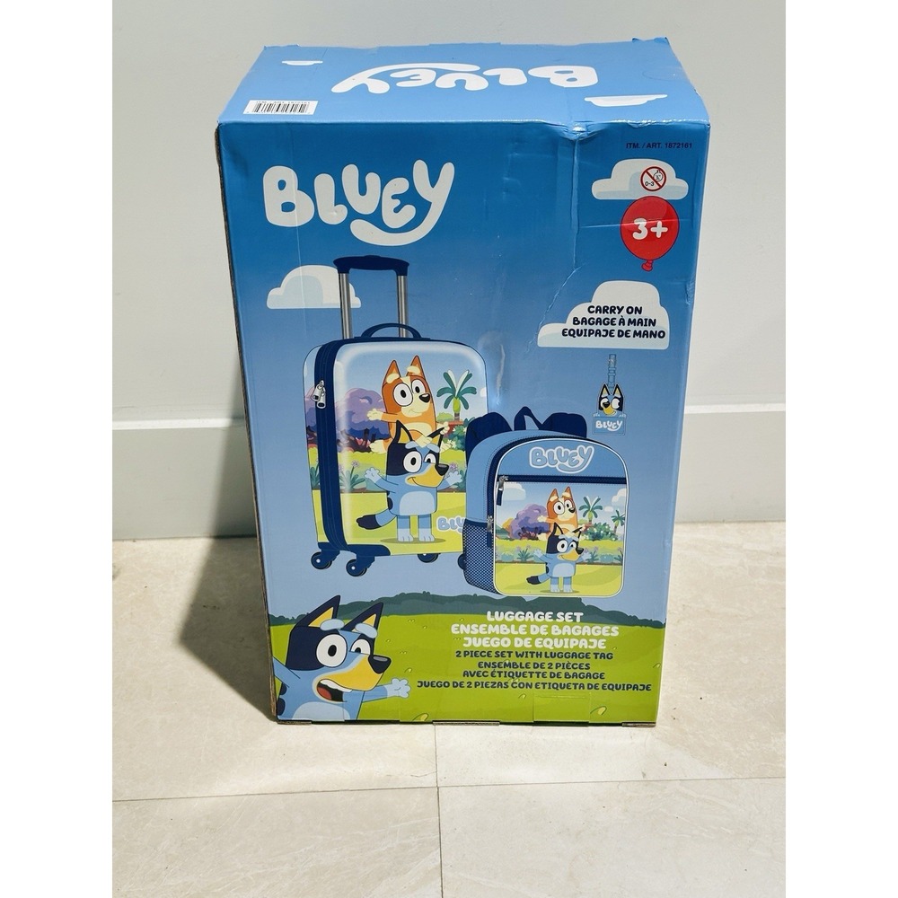 Bluey Kid's Licensed 2 Piece Luggage Bluey Set 1872161 New In Box